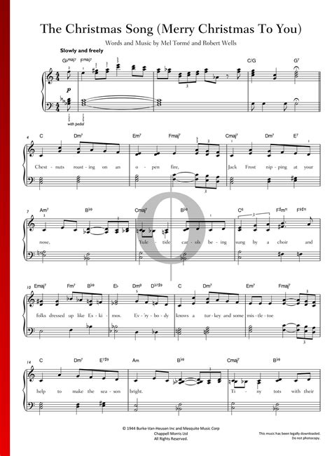 The Christmas Song Nat King Cole Piano Sheet Music Oktav