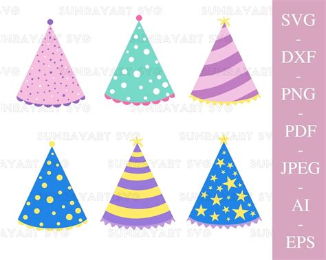 Birthday Party Hats Svg Files For Cricut Hats Png Etsy