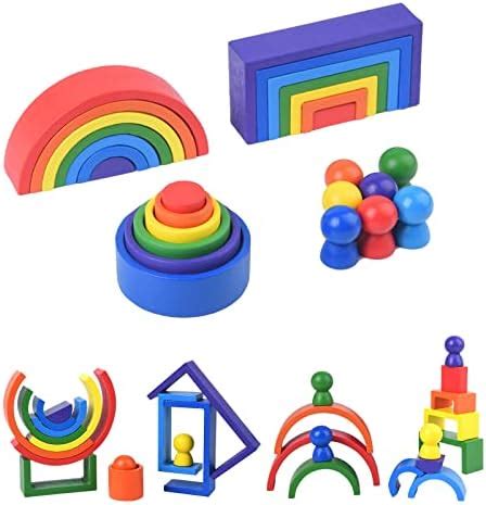 Wodi Mini Wooden Rainbow Stacking Toy Pcs Early Educational Sorting