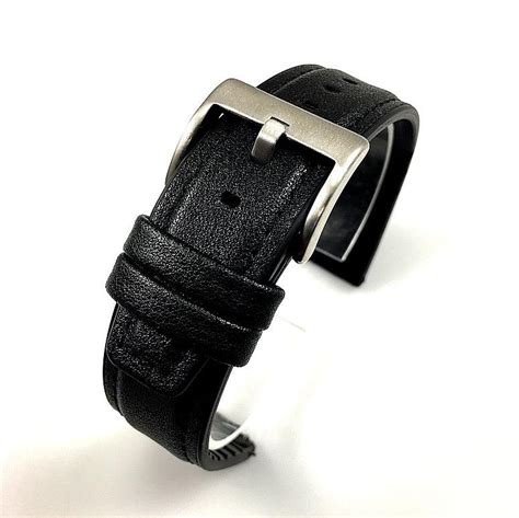 Breitling Compatible Black Leather Watch Strap Quick Release Band ...