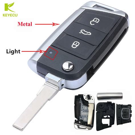 Keyecu Replacement Buttons Modified Folding Flip Remote Car Key Cover