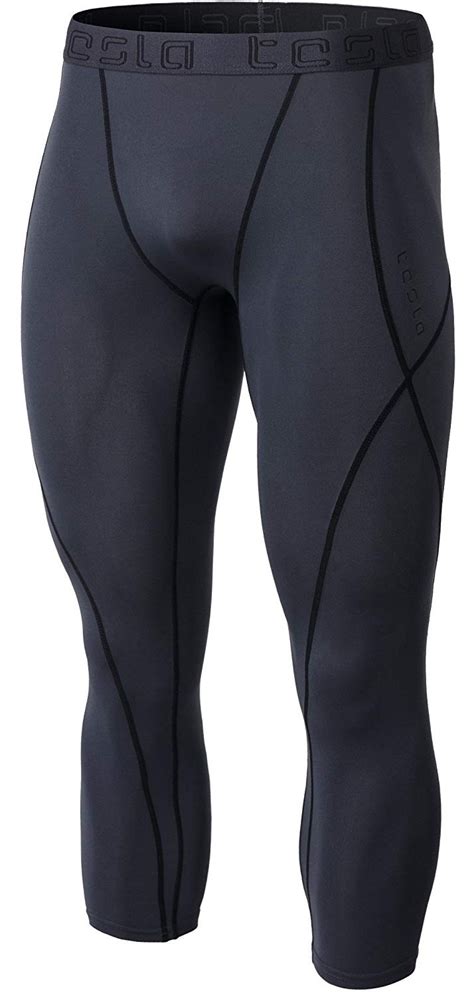 Mens Compression 3 4 Capri Shorts Baselayer Cool Dry Sports Tights