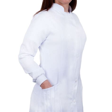 Jaleco Gabardine Feminino Punho e Gola Padre Branco em Promoção na