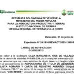 INTI Cartel de Notificación de Revocatoria a Olga Margarita Ríos de