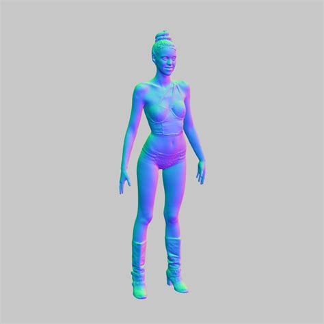 D Model Sexy Woman In Blue And Orange Swimsuit Bikini Posing A Pose Vr Ar Low Poly Cgtrader