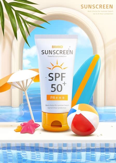 Premium Vector 3d Summer Poolside Sunscreen Ad