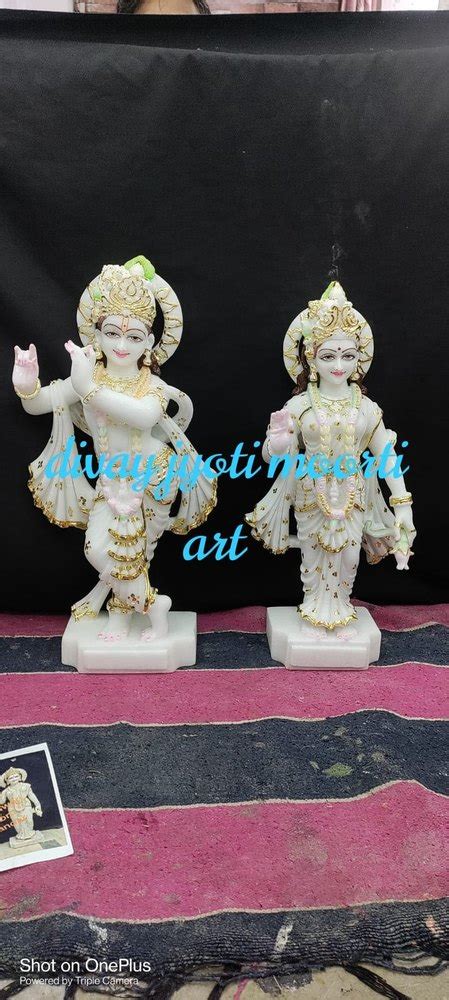 White Painted Marble Radha Krishna Statue For Worship At Rs 22000 In