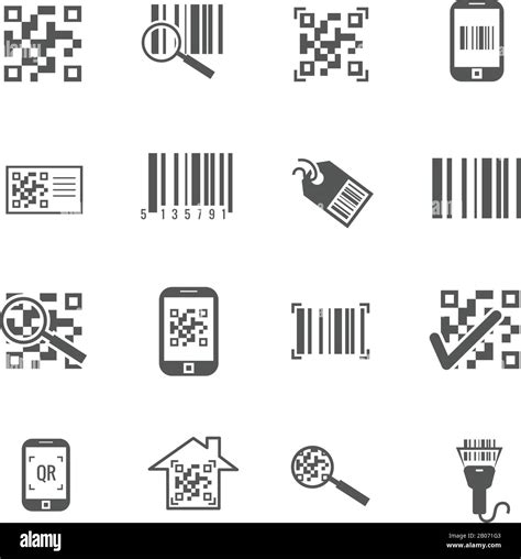 Iconos De Barra De Escaneo Y Vector De C Digo Qr Informaci N En C Digo