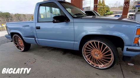 Short Bed Silverado Stepside On Rose Gold 26s Asanti Wheels Youtube