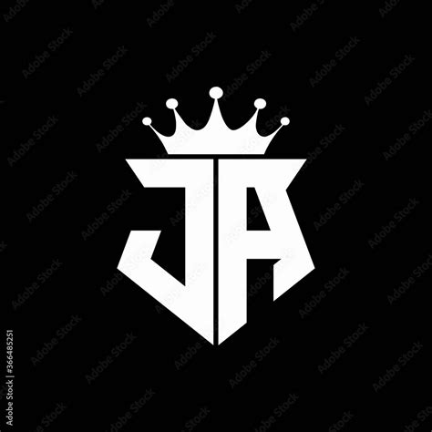 ja logo monogram shield shape with crown design template Stock Vector ...