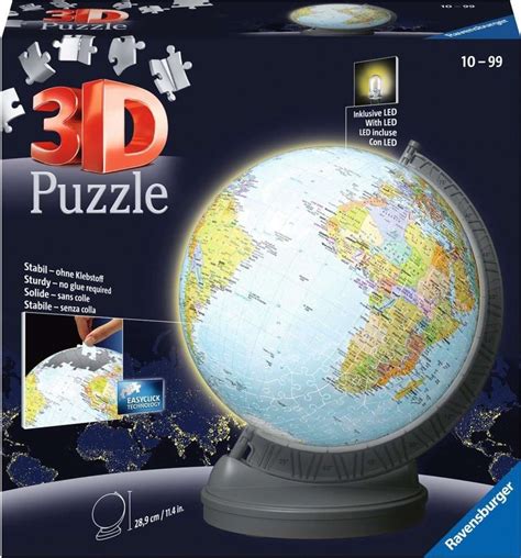 3D Slagalica Ravensburger Od 540 Dijelova Globus Sa Svjetlom Ozone Hr