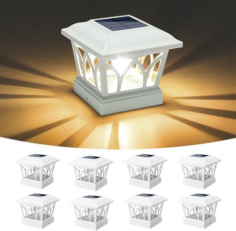 Volisun Solar Post Cap Lights Outdoor 8pack With Edison Led Bulbs 2 Brightness Setting Fence