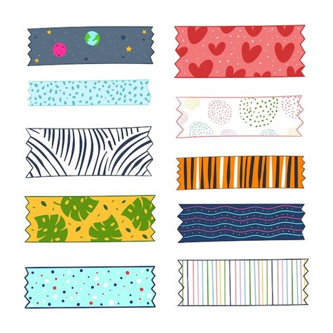 Dise O De Colecci N De Cintas Washi Dibujadas A Mano Vector Gratis