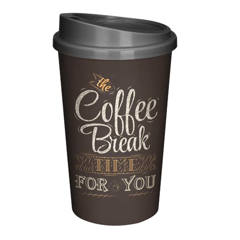 Стакан Phibo для горячих и холодных напитков с крышкой и декором Coffee ...