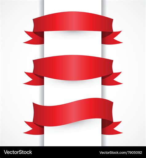 Red ribbon simple set arch flag shapes Royalty Free Vector