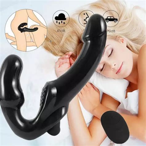 WIRELESS VIBRATING STRAPLESS STRAP ON VIBRATOR DOUBLE PENETRATION SEX DILDO TOYS EUR