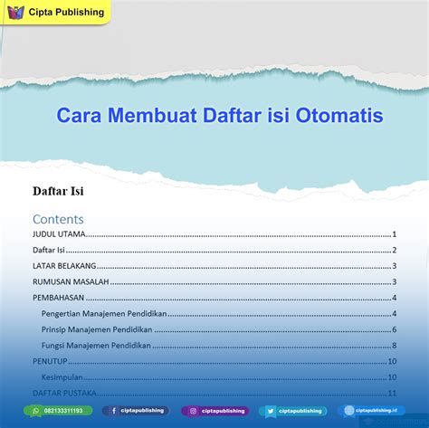 Cara Buat Daftar Isi Secara Otomatis Dan Manual