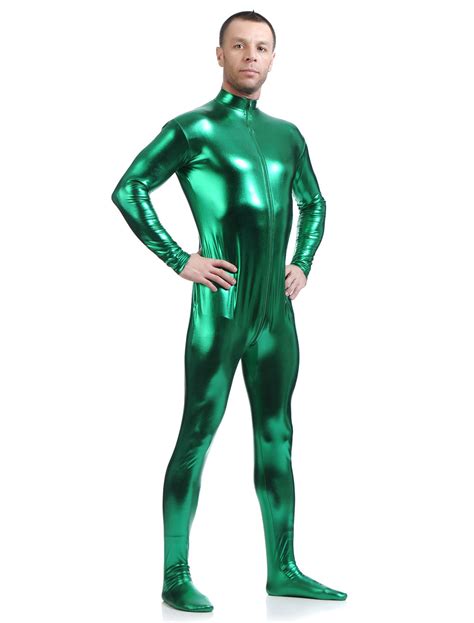 Faschingskost M Dunkel Gr N Gl Nzend Metallisch Cosplay Zentai Anzug