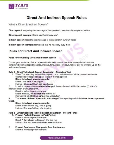 Pdf Rules Of Direct And Indirect Speech Pdf Panot Book