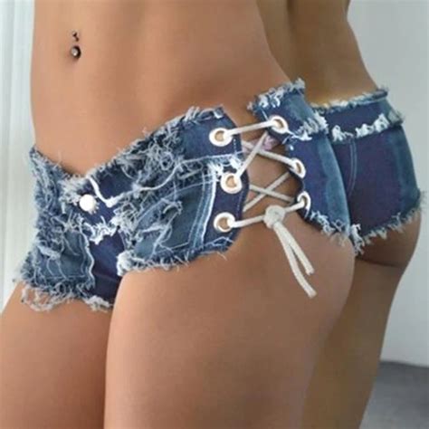 Vêtements lingerie Short en denim sexy pour femmes taille basse fourreau court trou féminin