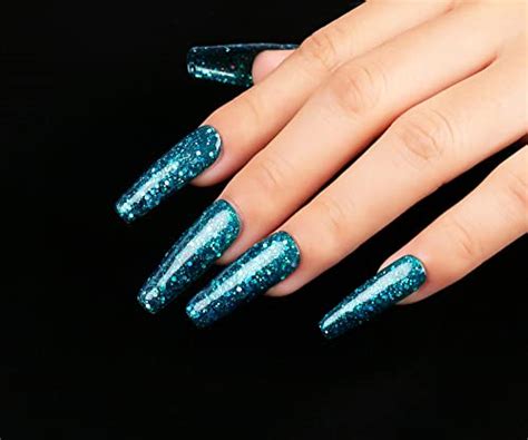 AIMEILI Soak Off U V LED Gel Nail Polish Diamond Glitter Teal Blue