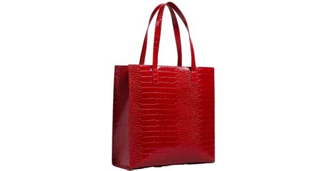 Ted Baker Accessories Croccon Croc Detail Large Icon Bag In Red Lyst UK