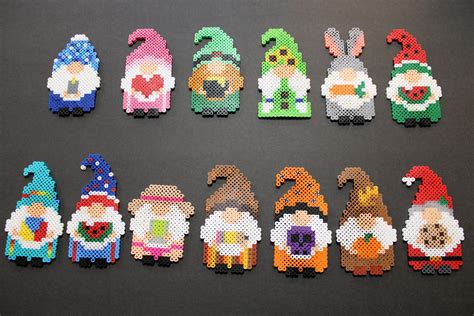 Cute Handmade Perler Gnomes Perler Art Etsy Australia