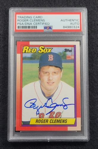 Rare 1990 ROGER CLEMENS Signed Topps Baseball Card BOSTON RED SOX PSA