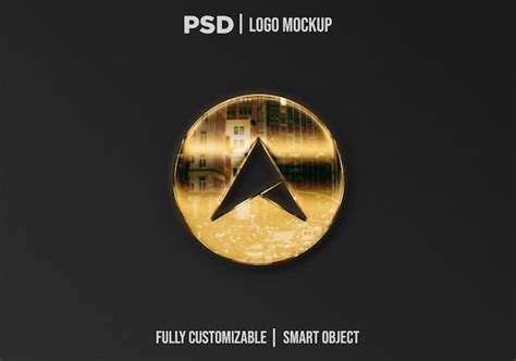 Premium PSD Gold Reflective Metallic Logo Mockup