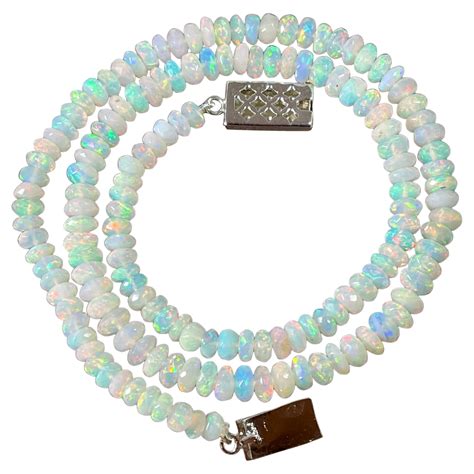 Ethiopian Opal And Diamond Rondell Necklace At 1stDibs