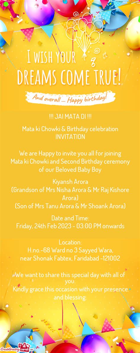 We Are Happy To Invite You All For Joining Mata Ki Chowki And Second