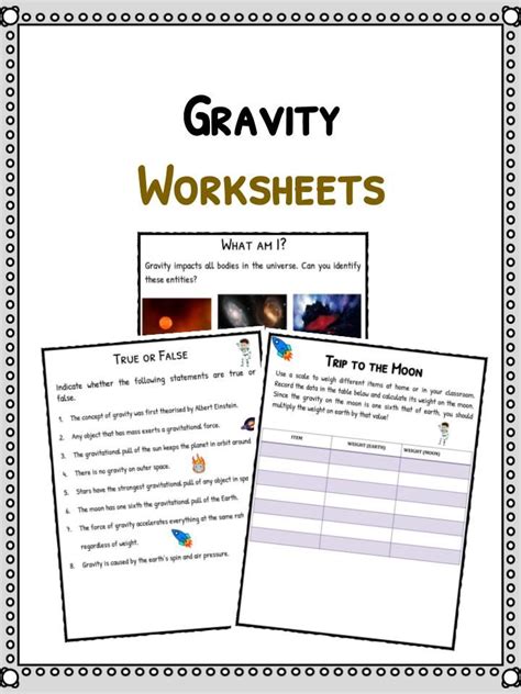 gravity working worksheet