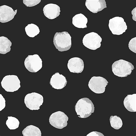 Motif Pois Aquarelle Vectoriel Blanc Sur Noir Vecteur Premium