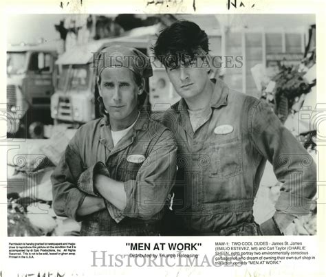 1990 Emilio Esteves And Charlie Sheen Men At Work Historic Images