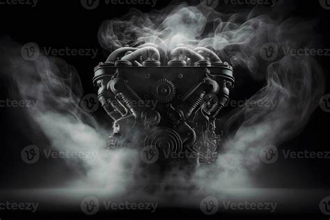 Modern Car Engine On Deep Solid Black Background Neural Network Generated Art 29614521 Stock