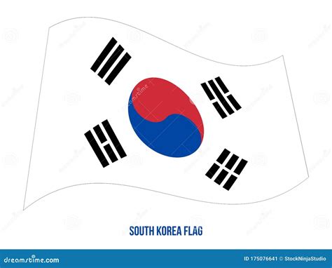 South Korea Flag Waving Vector Illustration On White Background South