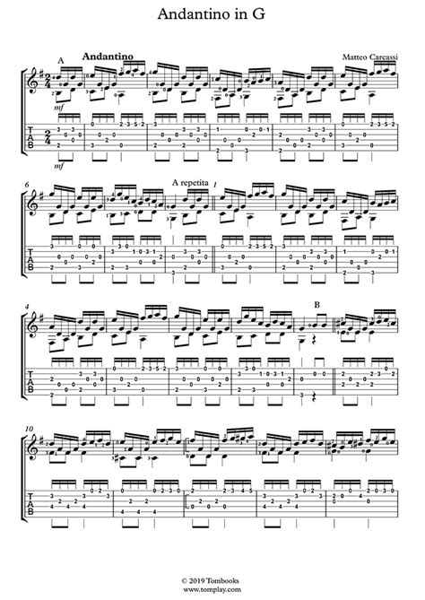 andantino   carcassi guitar tabs  sheet