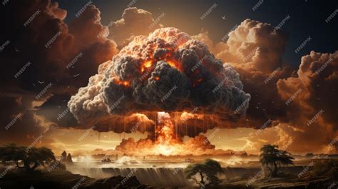 Premium AI Image | Nuclear explosion and mushroom cloud AI Generated