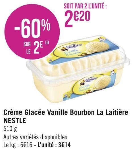 Promo Nestlé crème glacée vanille bourbon la laitière chez Géant