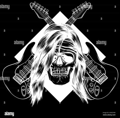 Skull With Crossing Guitars Vector Illustration Design Stock Vector Image And Art Alamy