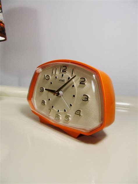 Vintage Electric METAMEC Alarm Clock Orange Color Made In England In