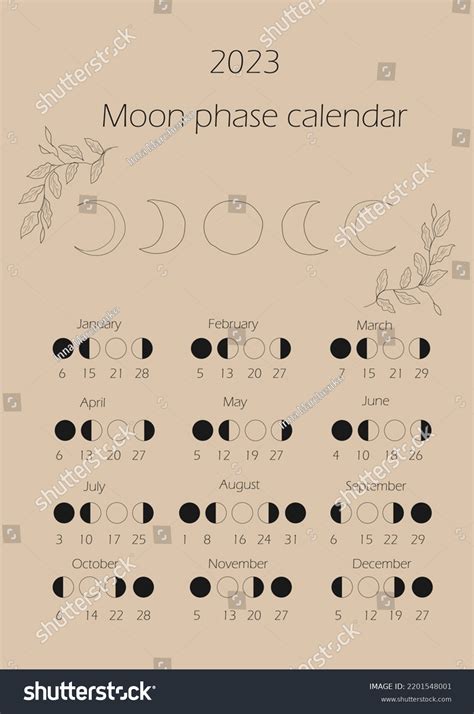 Moon Phases Calendar 2023 Waning Gibbous Stock Vector (Royalty Free ...