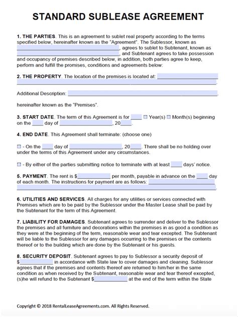 Free Printable Rental Lease Agreements Printable Lease Agreement