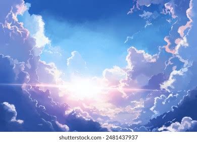 Illustration Aesthetic Blue Purple Sky Anime Stock Illustration ...