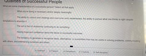 Solved What are some characteristics of a successful person? | Chegg.com 