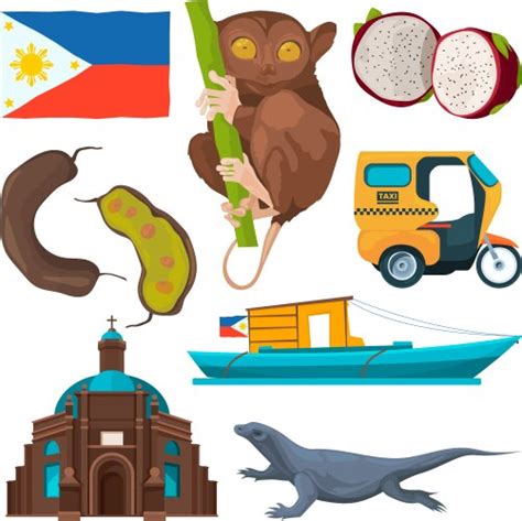 Philippines Map And Landmarks With People Vector Image