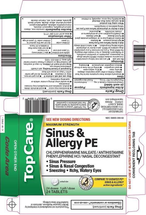 Topcare Sinus And Allergy Pe Maximum Strength Tablet Film Coated Topco Associates Llc