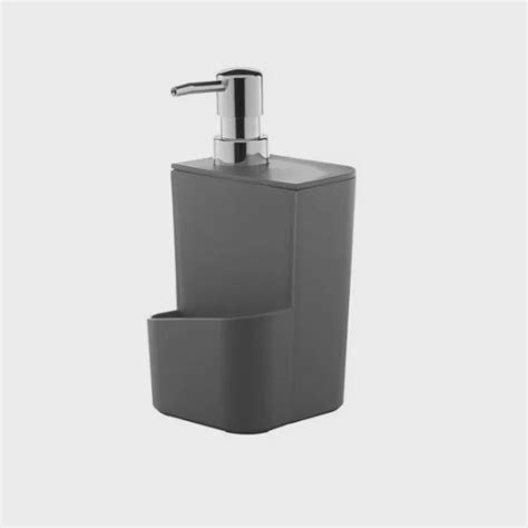 Porta Detergente E Esponja Dispenser Cinza 650ml Organizador De Pia