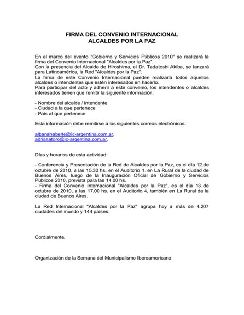 FIRMA DEL CONVENIO INTERNACIONAL ALCALDES POR LA PAZ