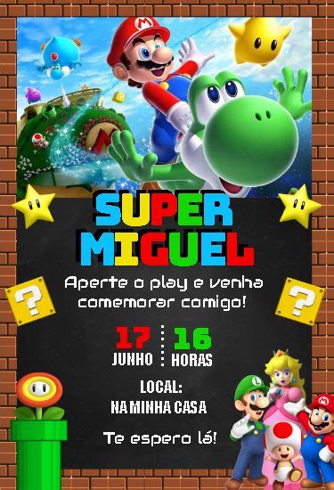 Convite Super Mario Ideias E Modelos Para Editar